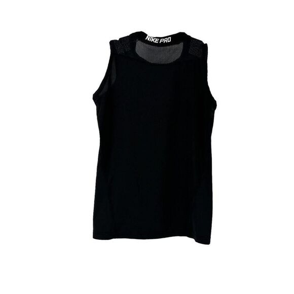 Nike Pro Shirt Sleeveless Black Womens Size M Vented Athletic Vented Swoosh Top - Picture 2 of 8